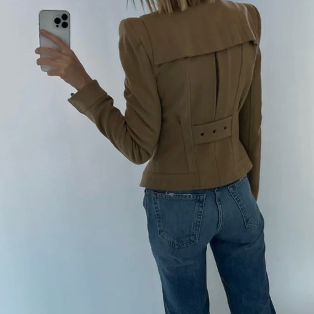 EUC. 90s [BCBG] Camel Military Moto Coat | Cashmere + Wool Beige Jacket | Medium - Picture 7 of 15